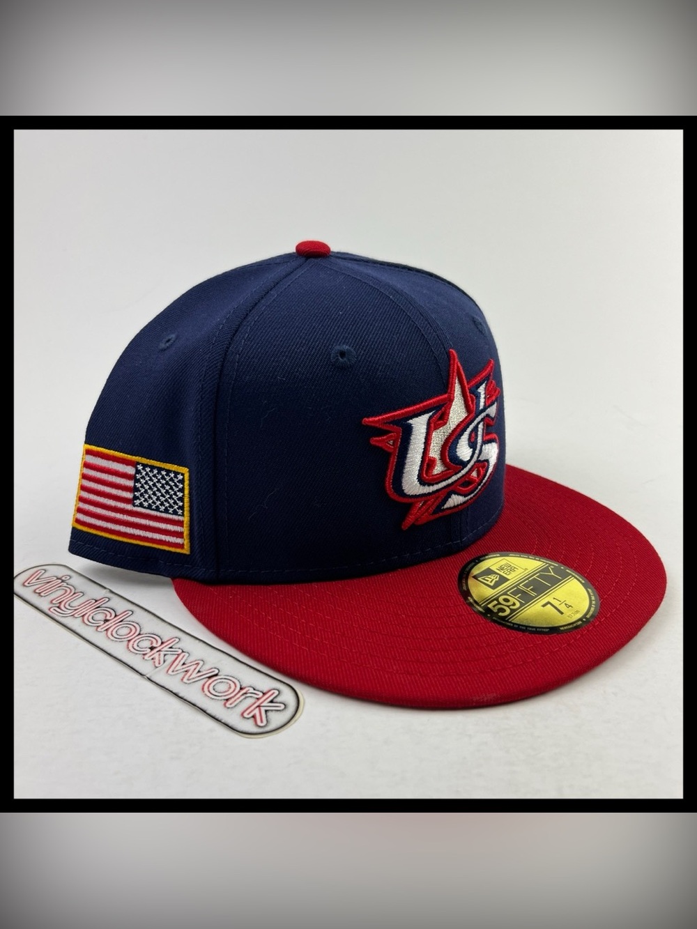 New Era Fitted Hat USA World Baseball Classic 59FIFTY Size 7 1/4 Blue Red Cap